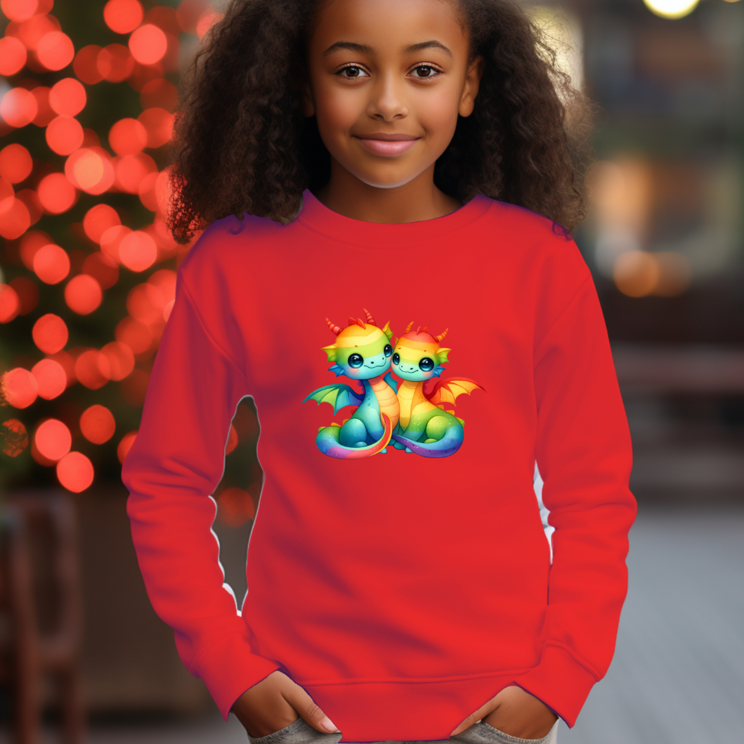Kid's Sweatshirt - Cute Rainbow Dragons