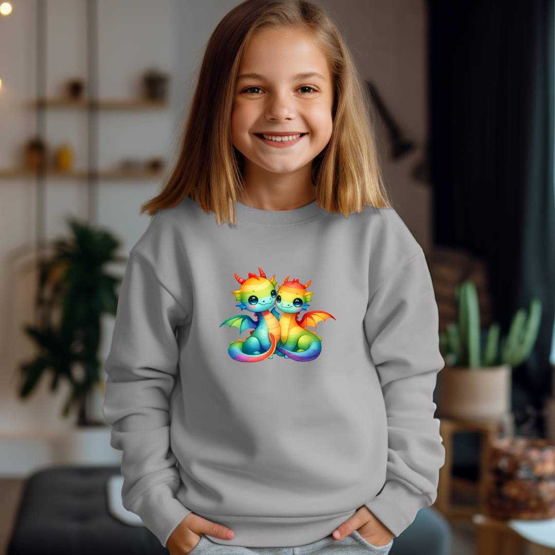 Kid's Sweatshirt - Cute Rainbow Dragons