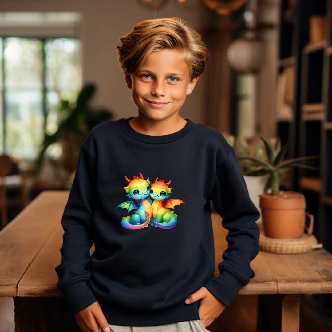 Kid's Sweatshirt - Cute Rainbow Dragons