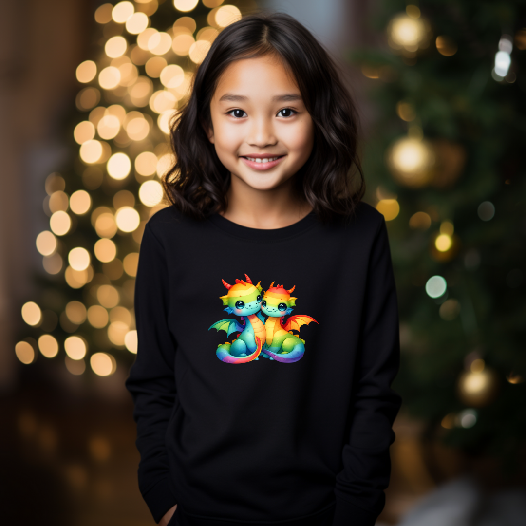 Kid's Sweatshirt - Cute Rainbow Dragons