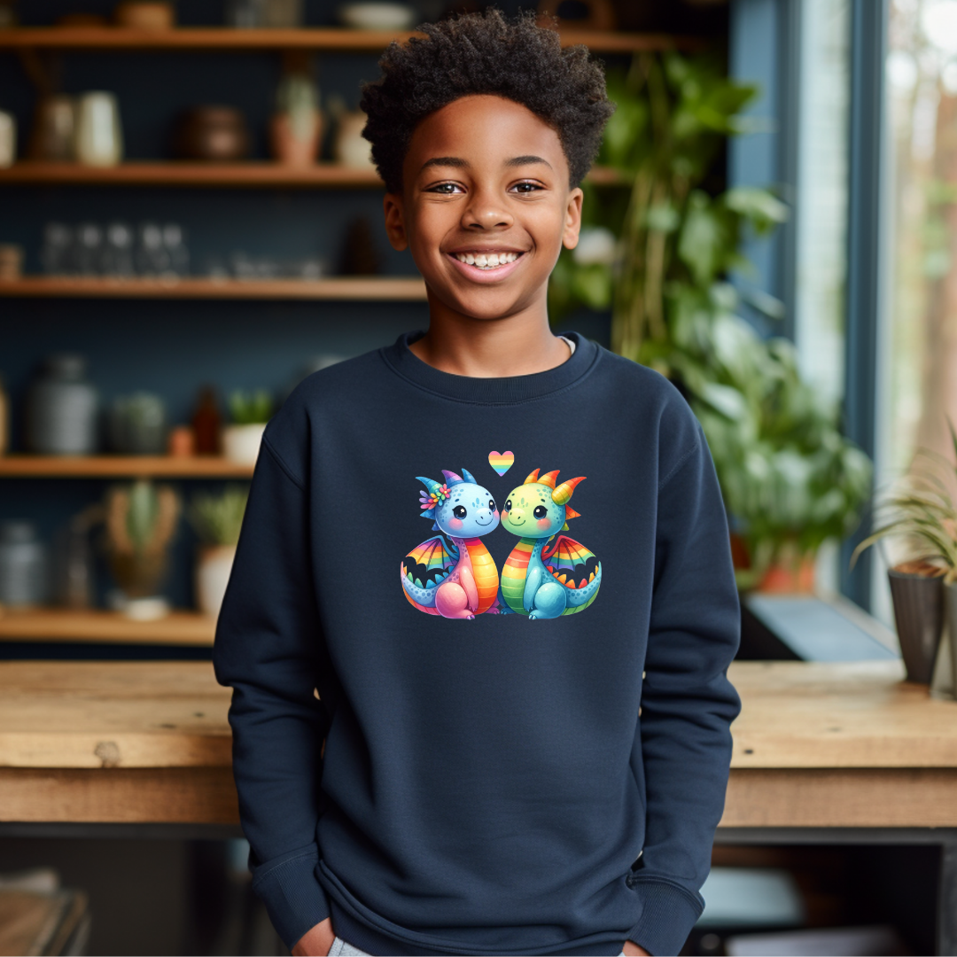 Kids Sweatshirt - Cute Rainbow Animal Soft Dragons