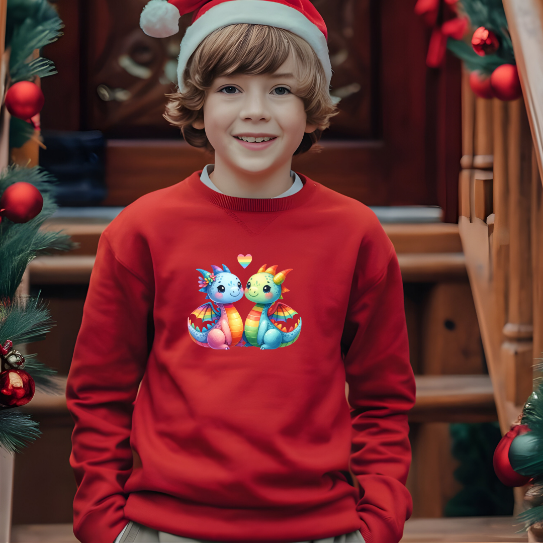 Kids Sweatshirt - Cute Rainbow Animal Soft Dragons