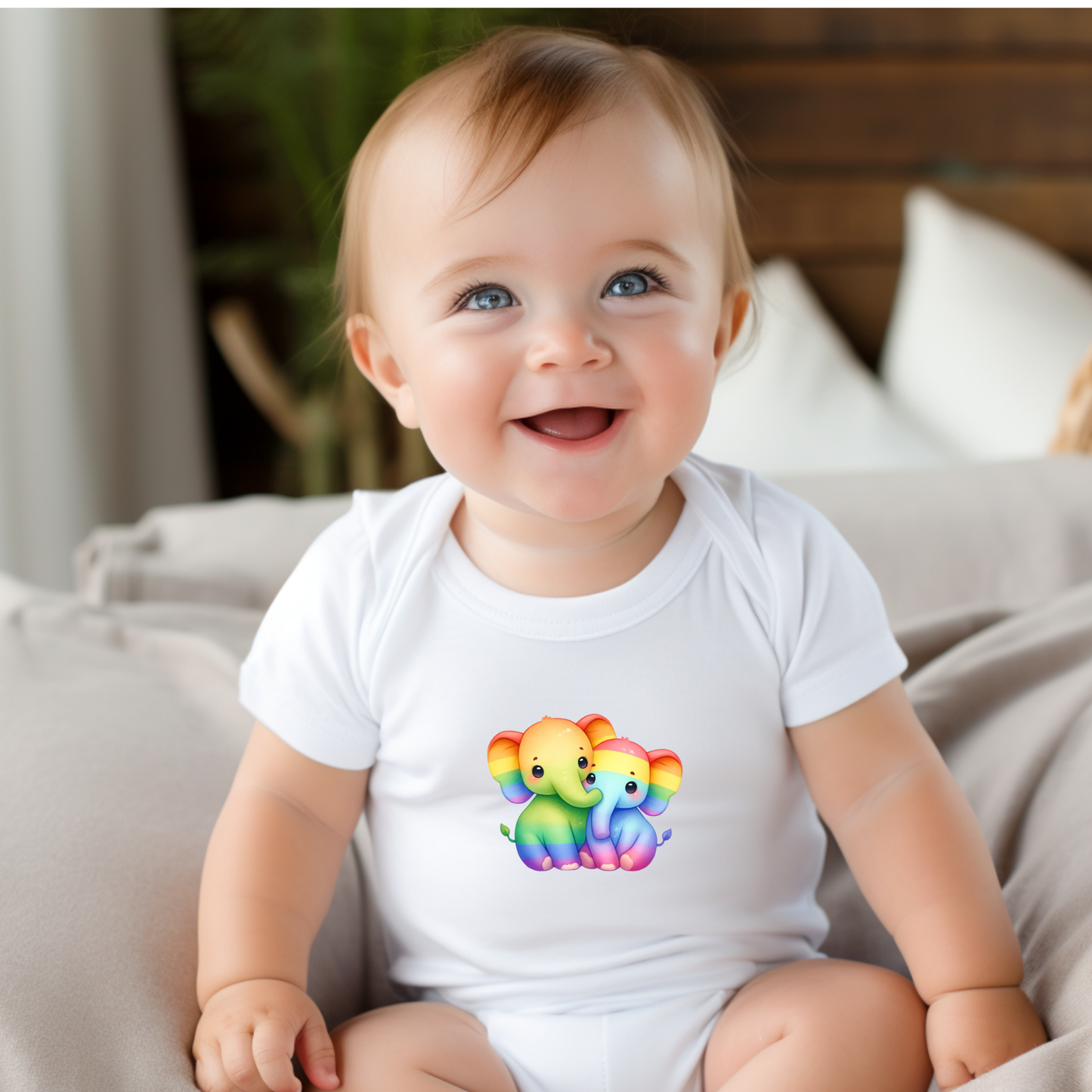 Onesie - Playful Rainbow Elephants