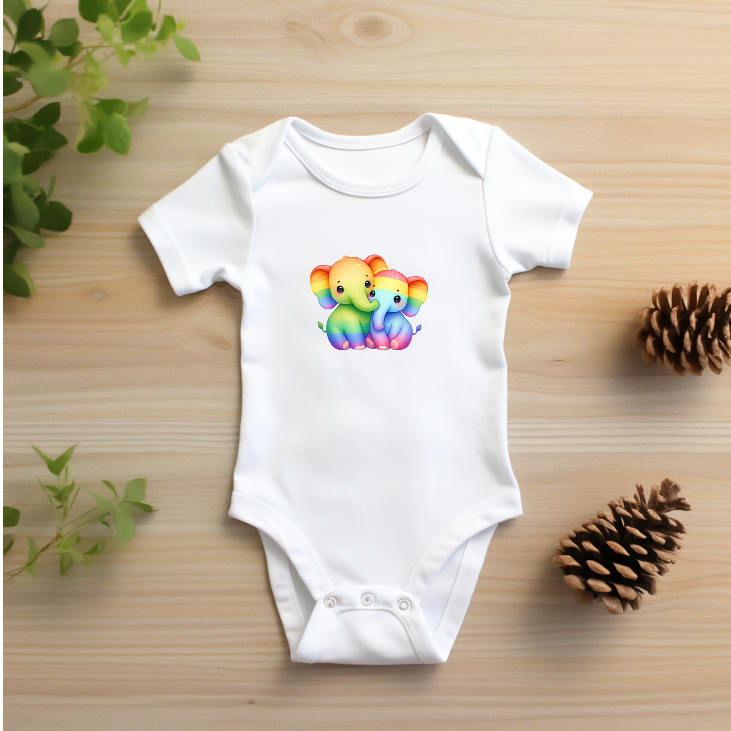 Onesie - Playful Rainbow Elephants