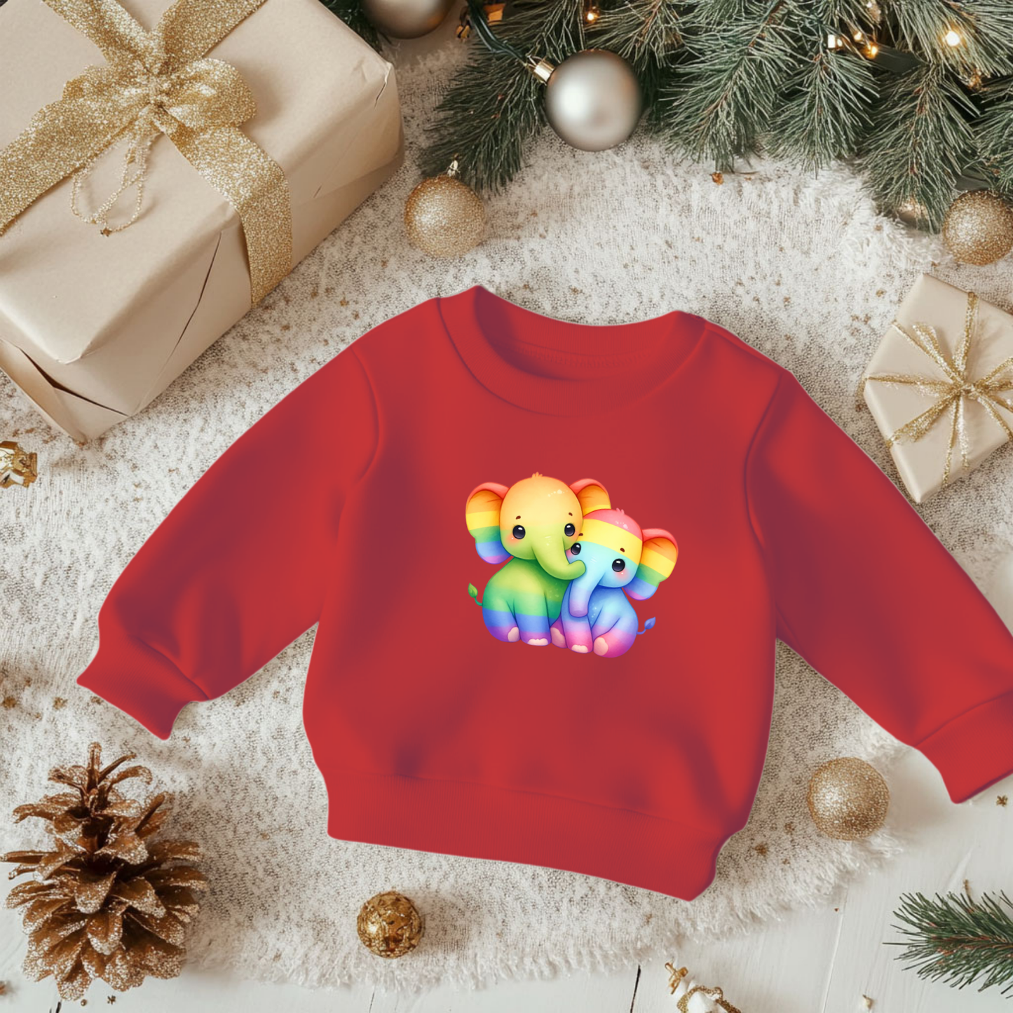 Toddler Sweatshirt - Cute Rainbow Elephants