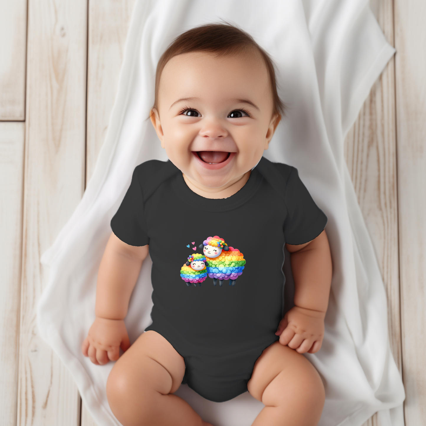 Onesie - Playful Rainbow Lambs