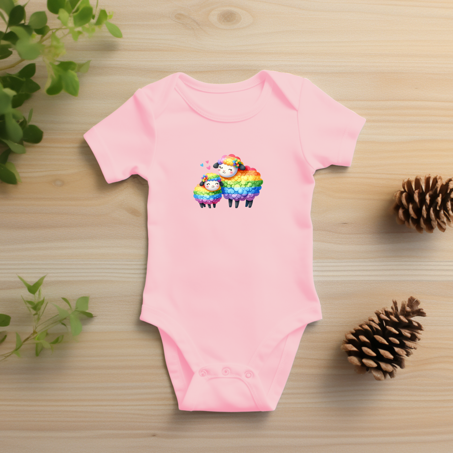 Onesie - Playful Rainbow Lambs