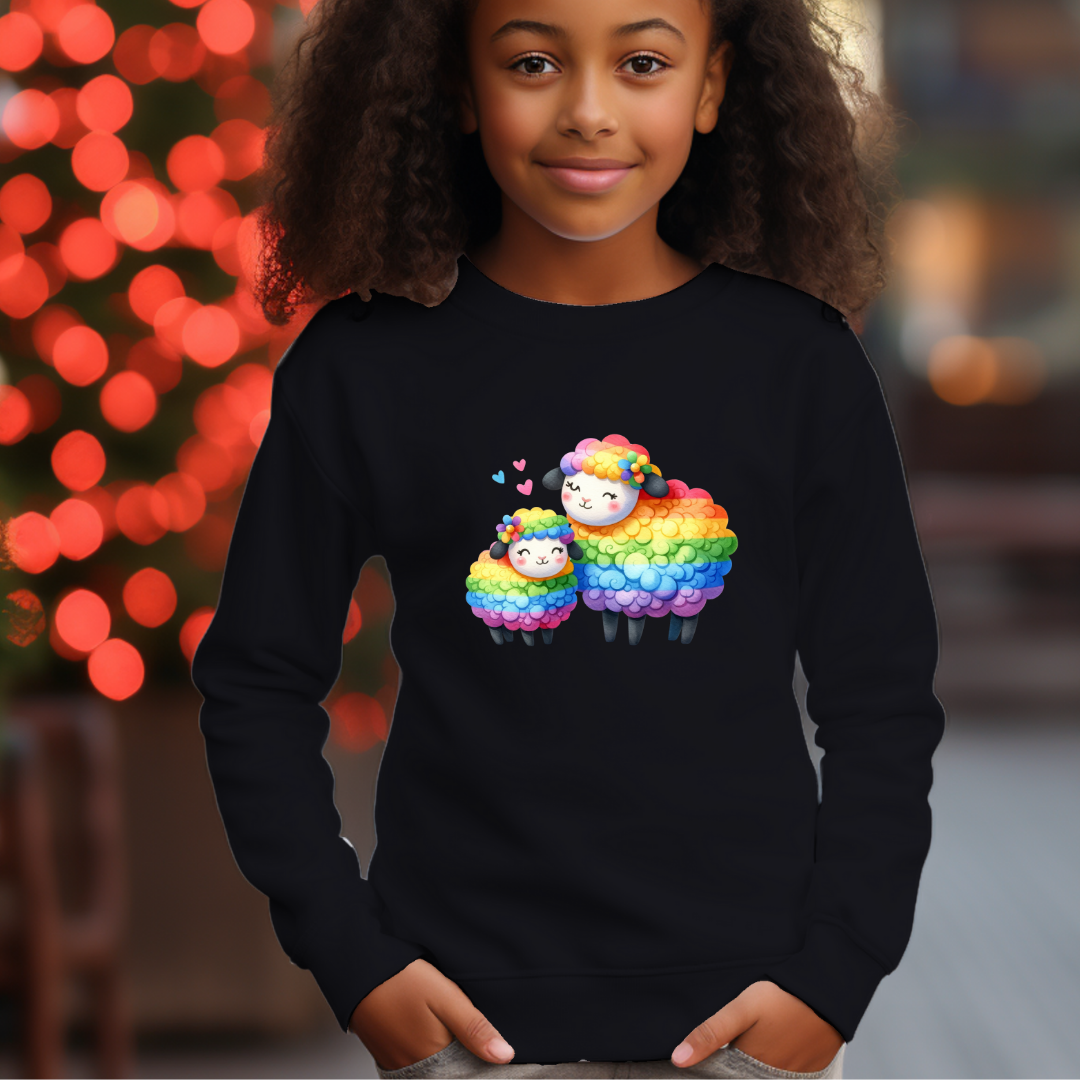 Kid's Sweatshirt - Cute Rainbow Sheep