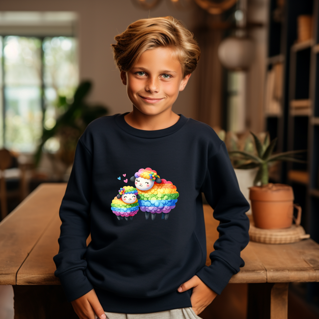 Kid's Sweatshirt - Cute Rainbow Sheep