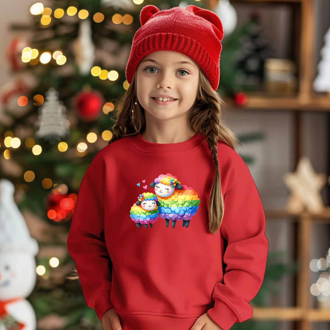 Kid's Sweatshirt - Cute Rainbow Sheep