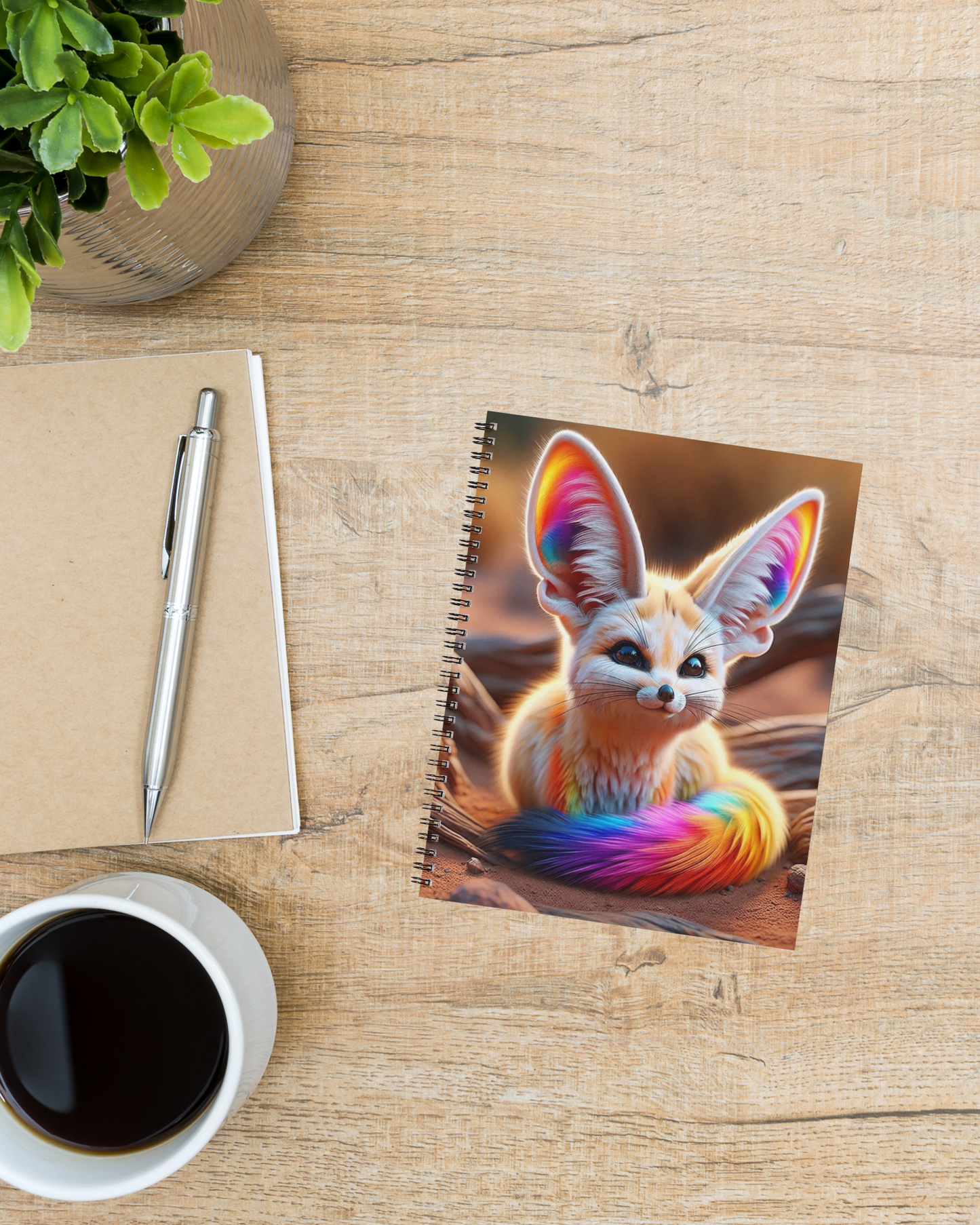 Spiral Notebook - Rainbow Fennec Fox (ruled)