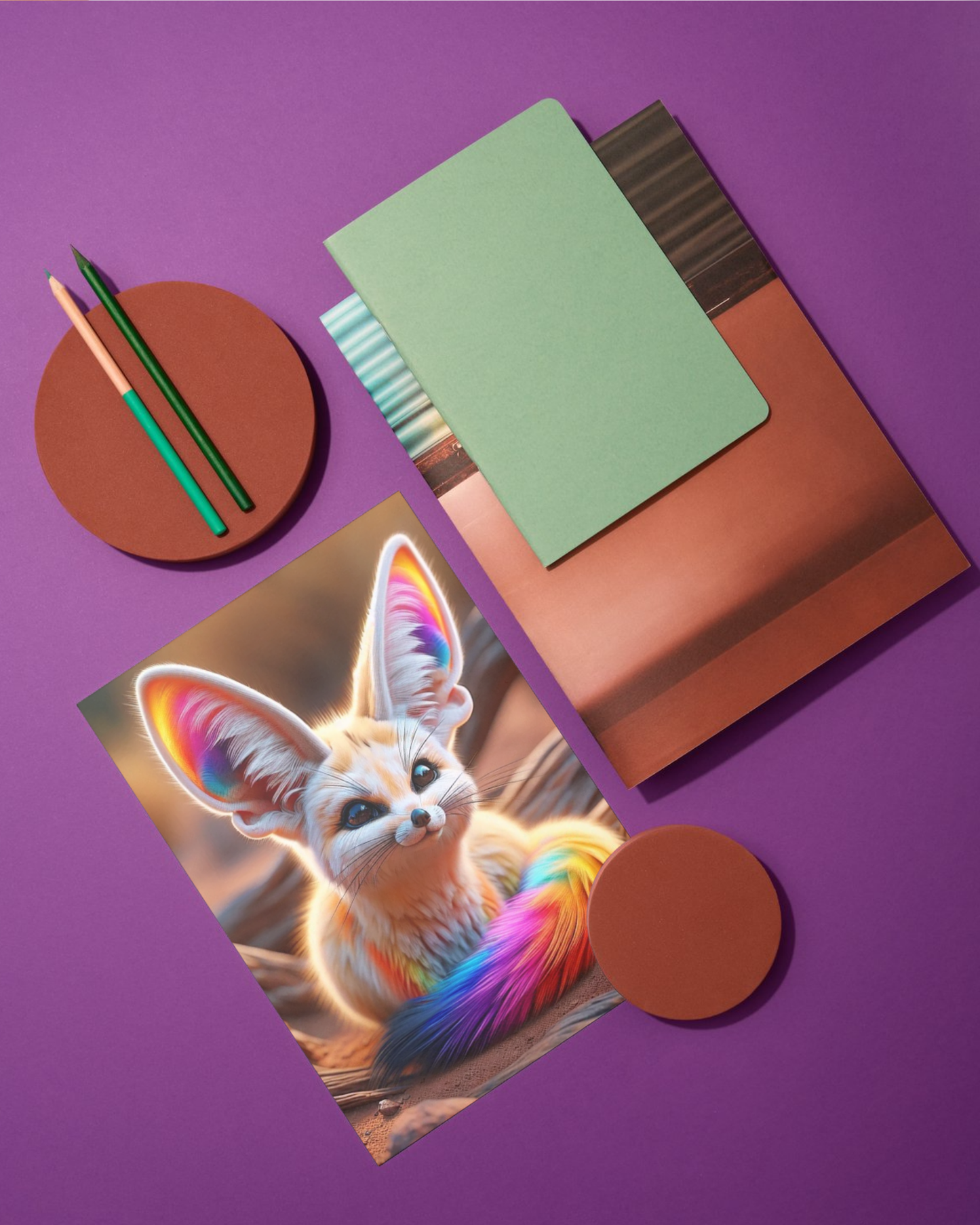 Spiral Notebook - Rainbow Fennec Fox (ruled)