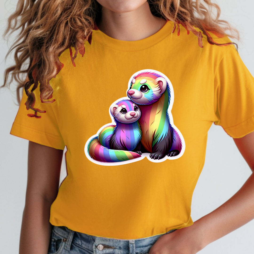 Rainbow Ferrets (or Weasels, or Stoats) Unisex Soft T-Shirt