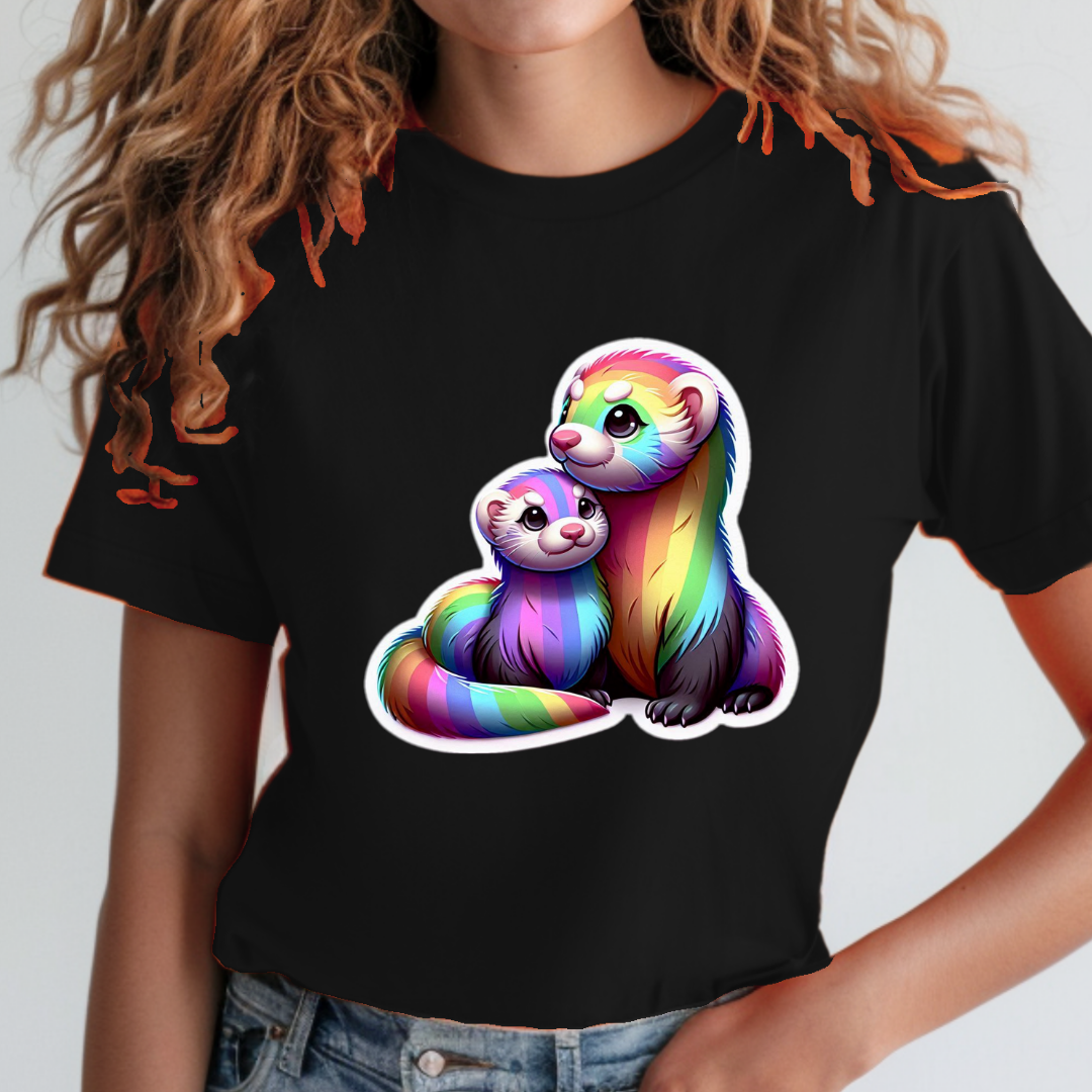 Rainbow Ferrets (or Weasels, or Stoats) Unisex Soft T-Shirt