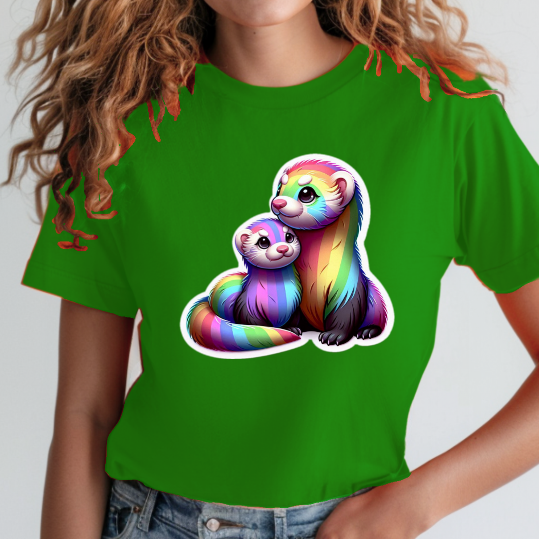 Rainbow Ferrets (or Weasels, or Stoats) Unisex Soft T-Shirt