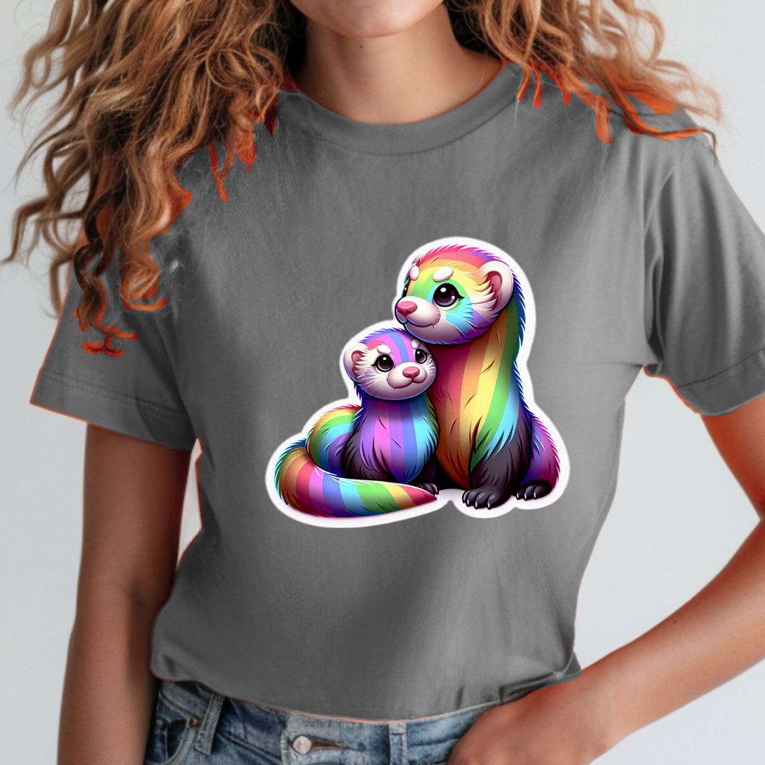 Rainbow Ferrets (or Weasels, or Stoats) Unisex Soft T-Shirt