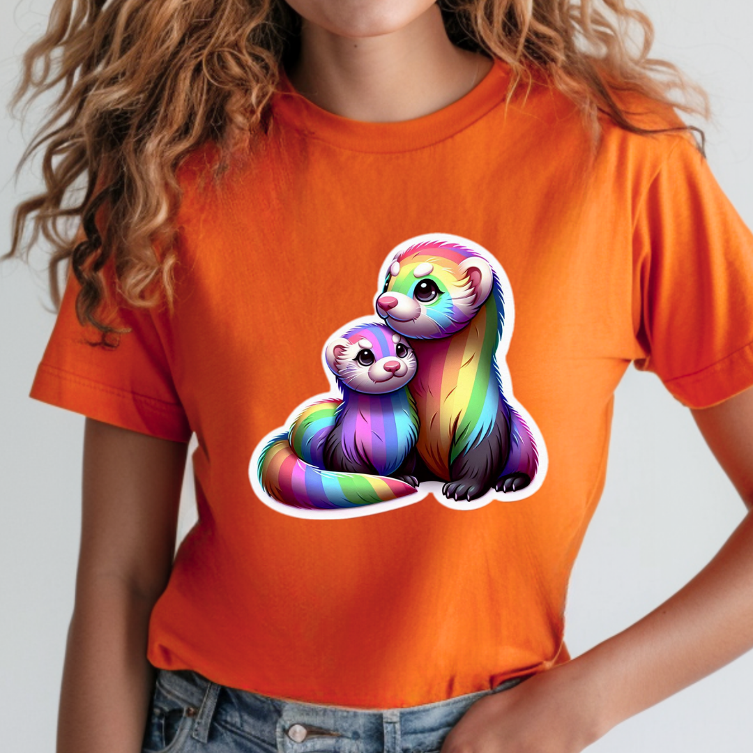 Rainbow Ferrets (or Weasels, or Stoats) Unisex Soft T-Shirt