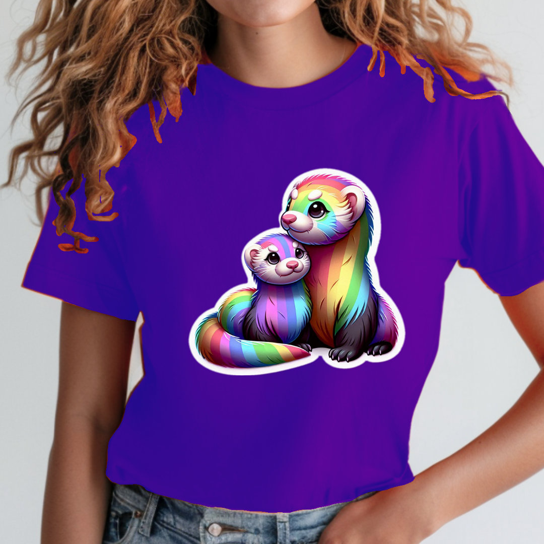 Rainbow Ferrets (or Weasels, or Stoats) Unisex Soft T-Shirt