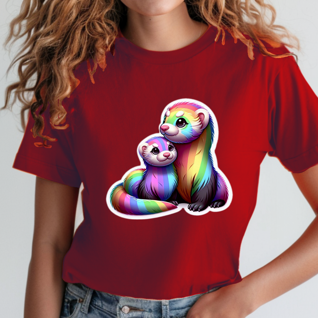 Rainbow Ferrets (or Weasels, or Stoats) Unisex Soft T-Shirt