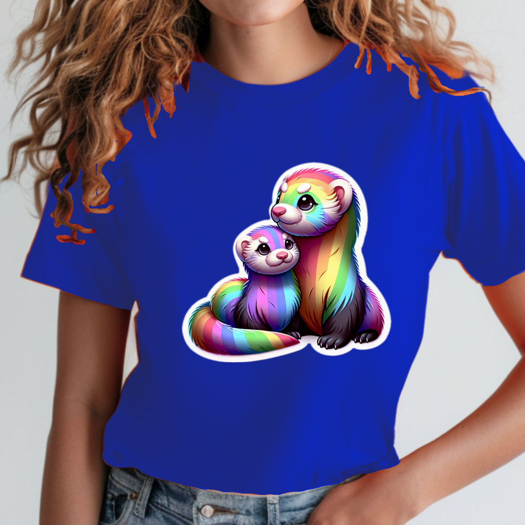 Rainbow Ferrets (or Weasels, or Stoats) Unisex Soft T-Shirt