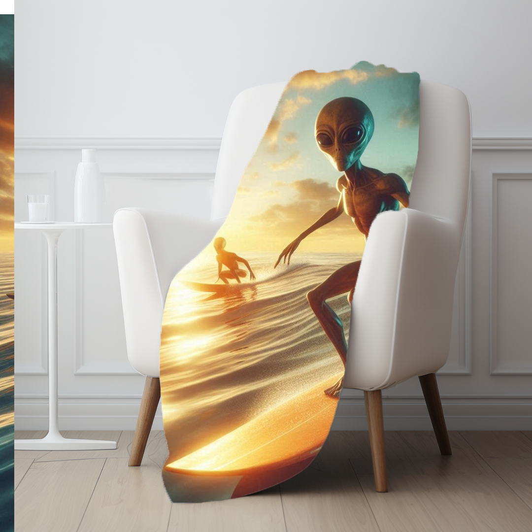 Sunset Surfers Velveteen Plush Blanket