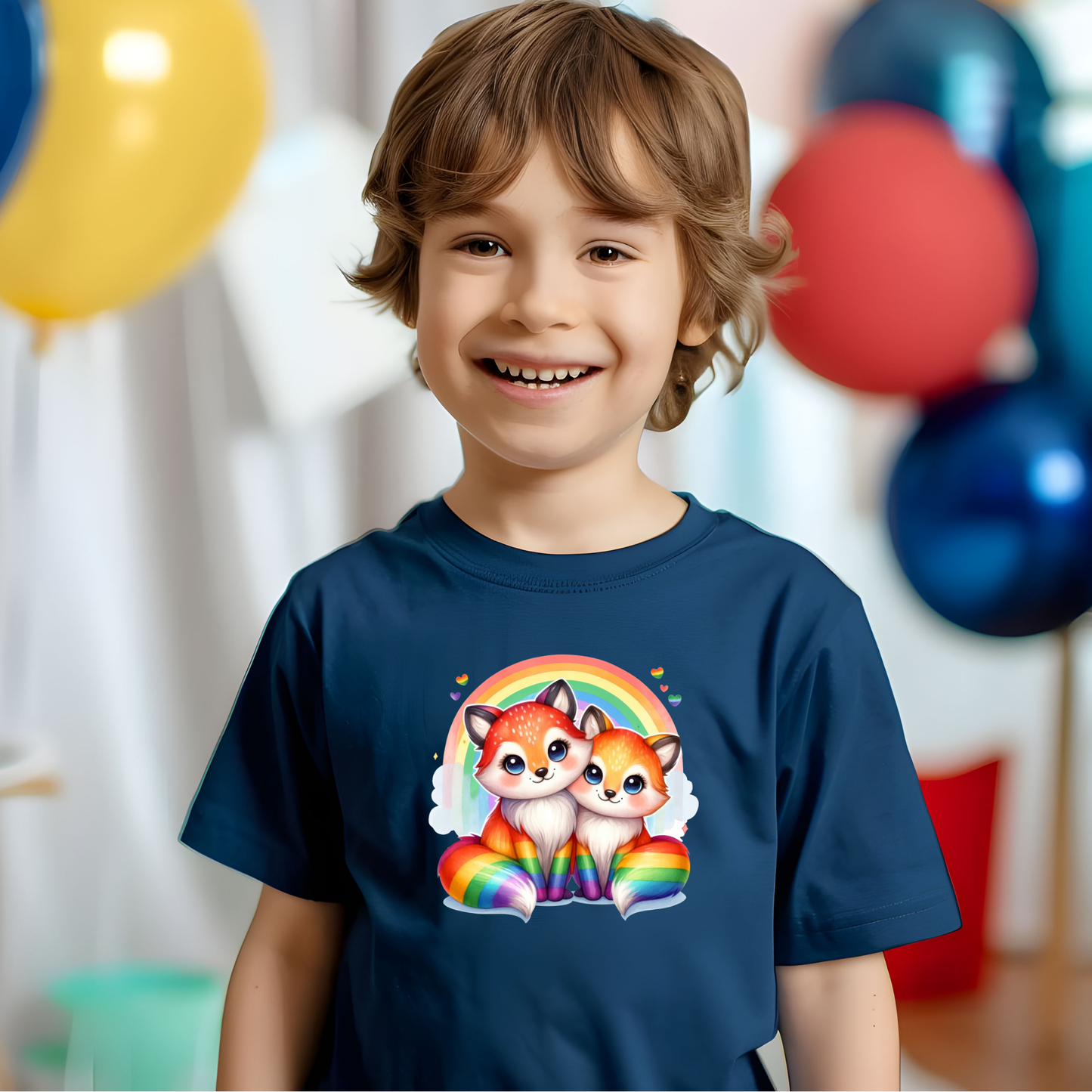 Toddler T-shirt - Fun and Colorful Foxes Design
