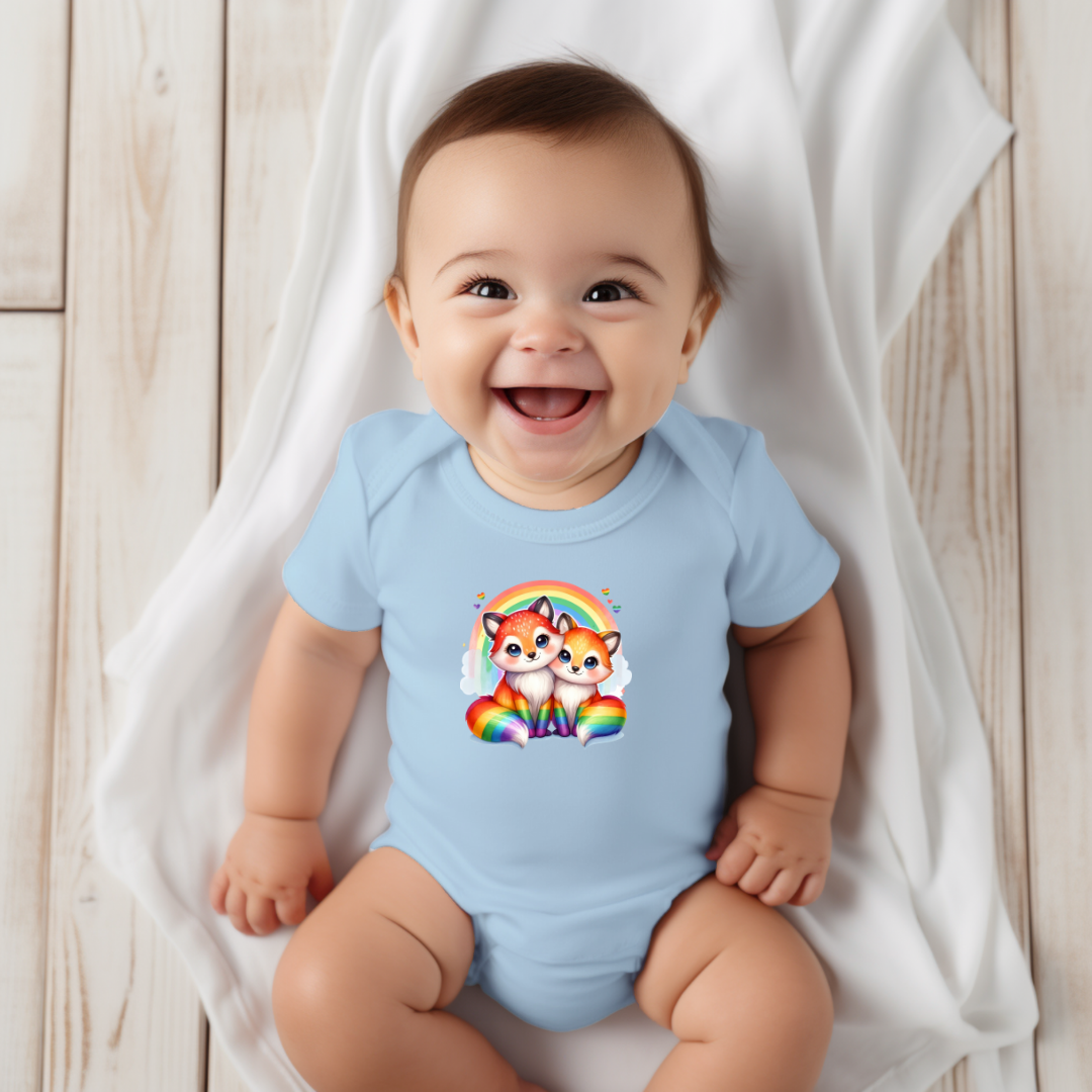 Onesie - Playful Rainbow Foxes