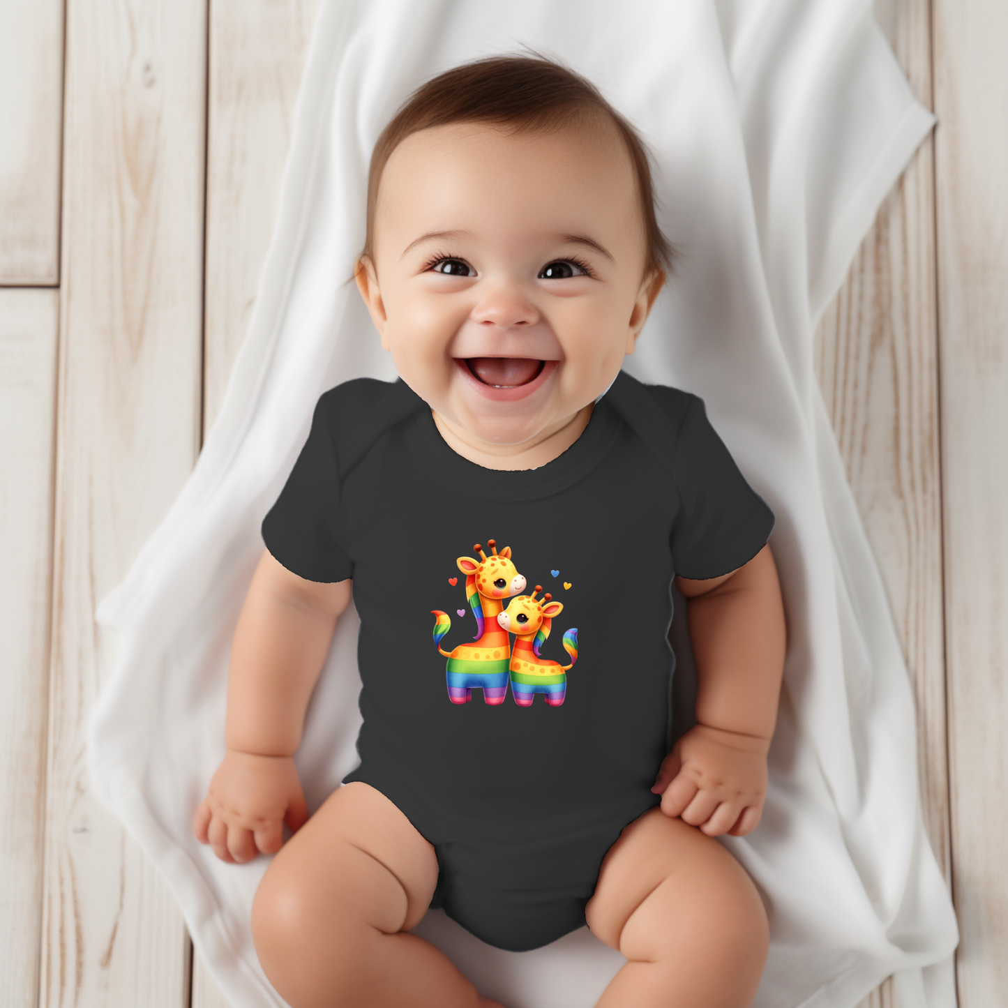 Onesie - Playful Rainbow Giraffes
