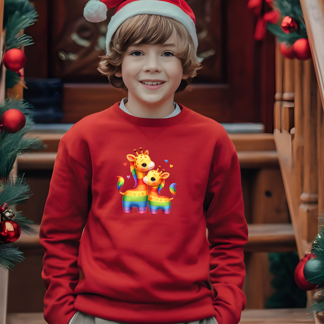 Kid's Sweatshirt - Cute Rainbow Giraffes