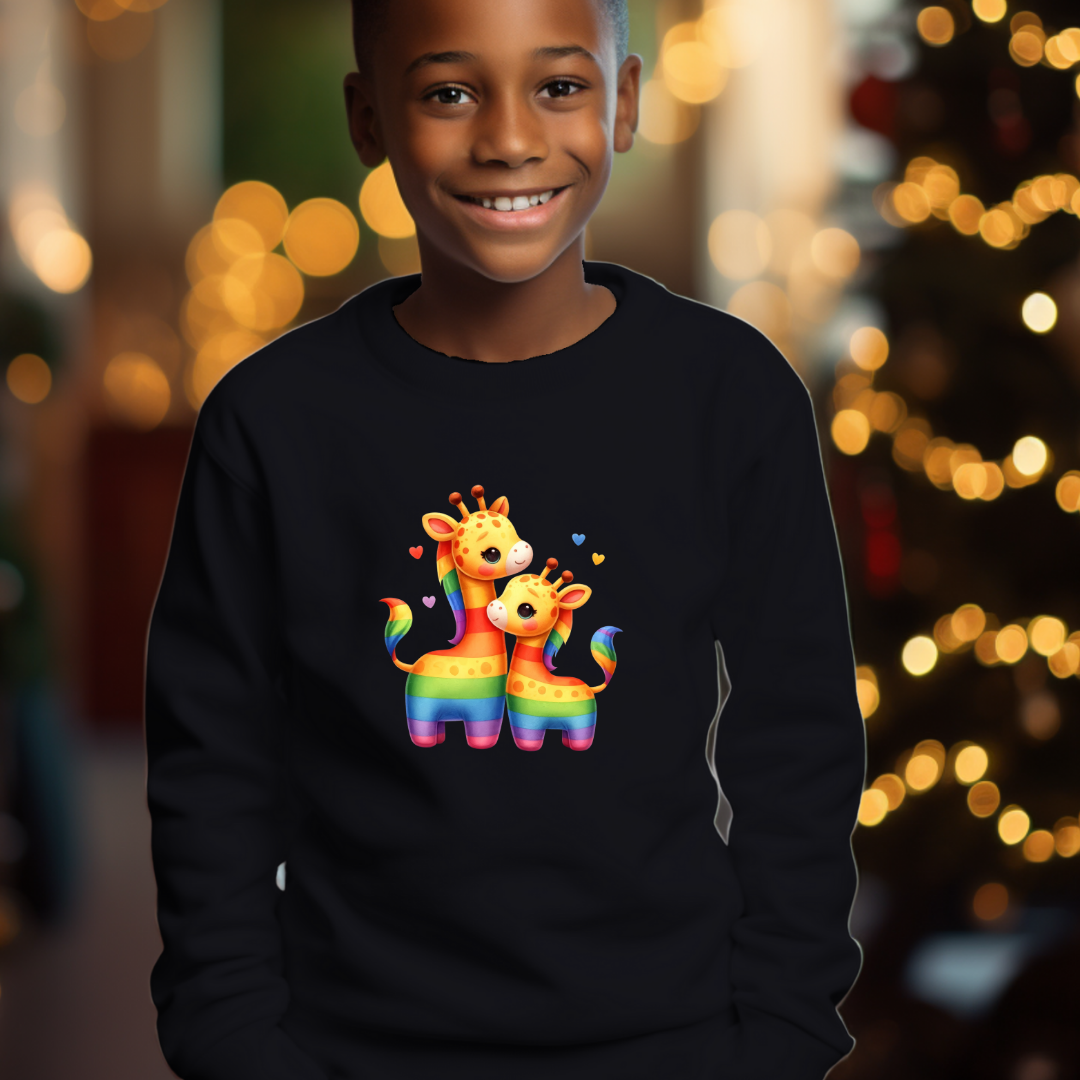 Kid's Sweatshirt - Cute Rainbow Giraffes