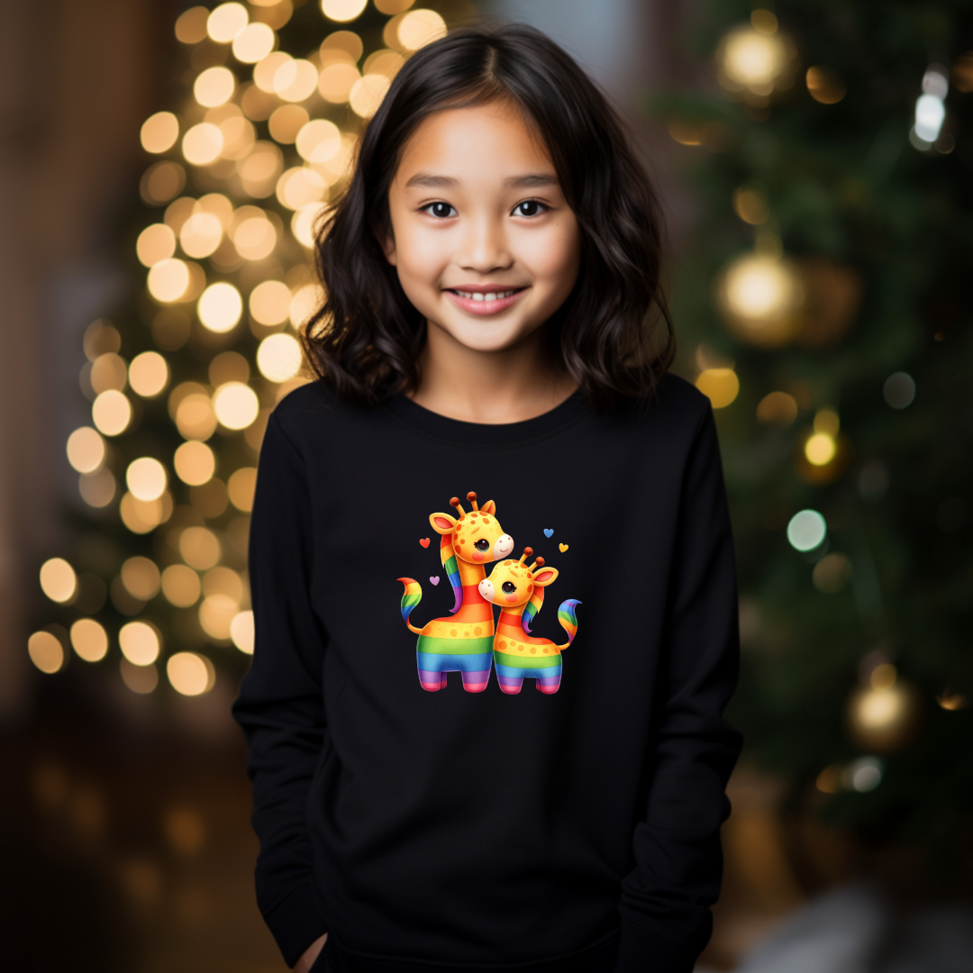 Kid's Sweatshirt - Cute Rainbow Giraffes