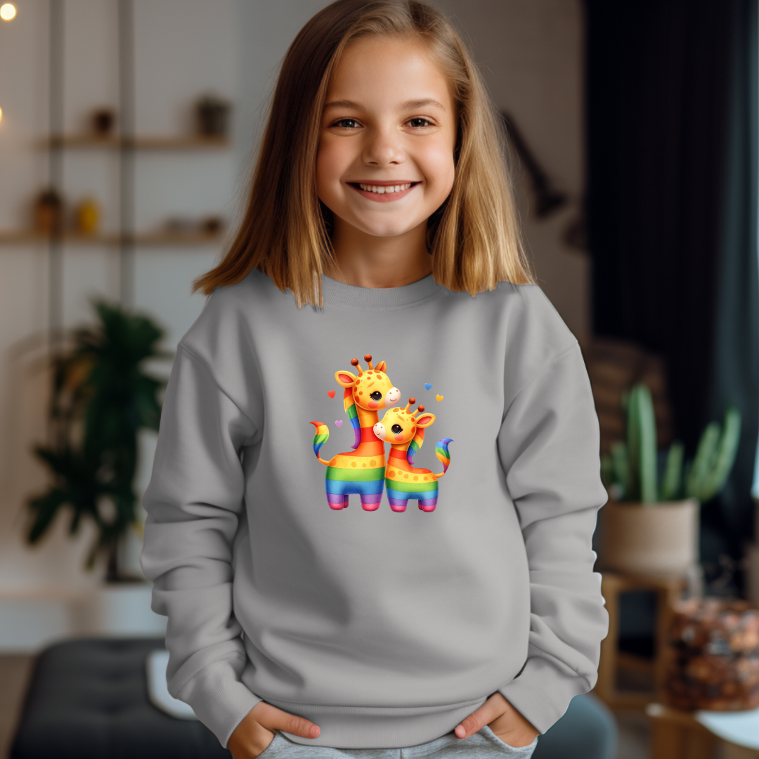Kid's Sweatshirt - Cute Rainbow Giraffes