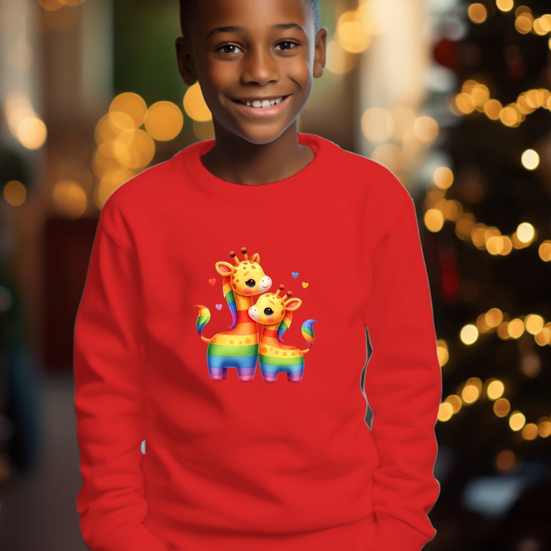 Kid's Sweatshirt - Cute Rainbow Giraffes