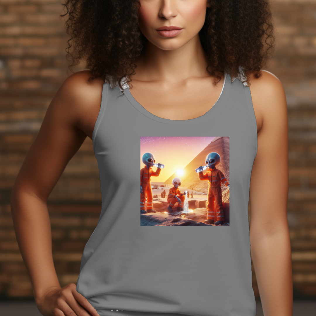 Pyramids at Giza Aliens Racerback Tank