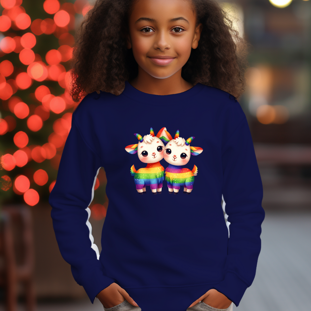 Kid's Sweatshirt - Cute Rainbow Animal Goats
