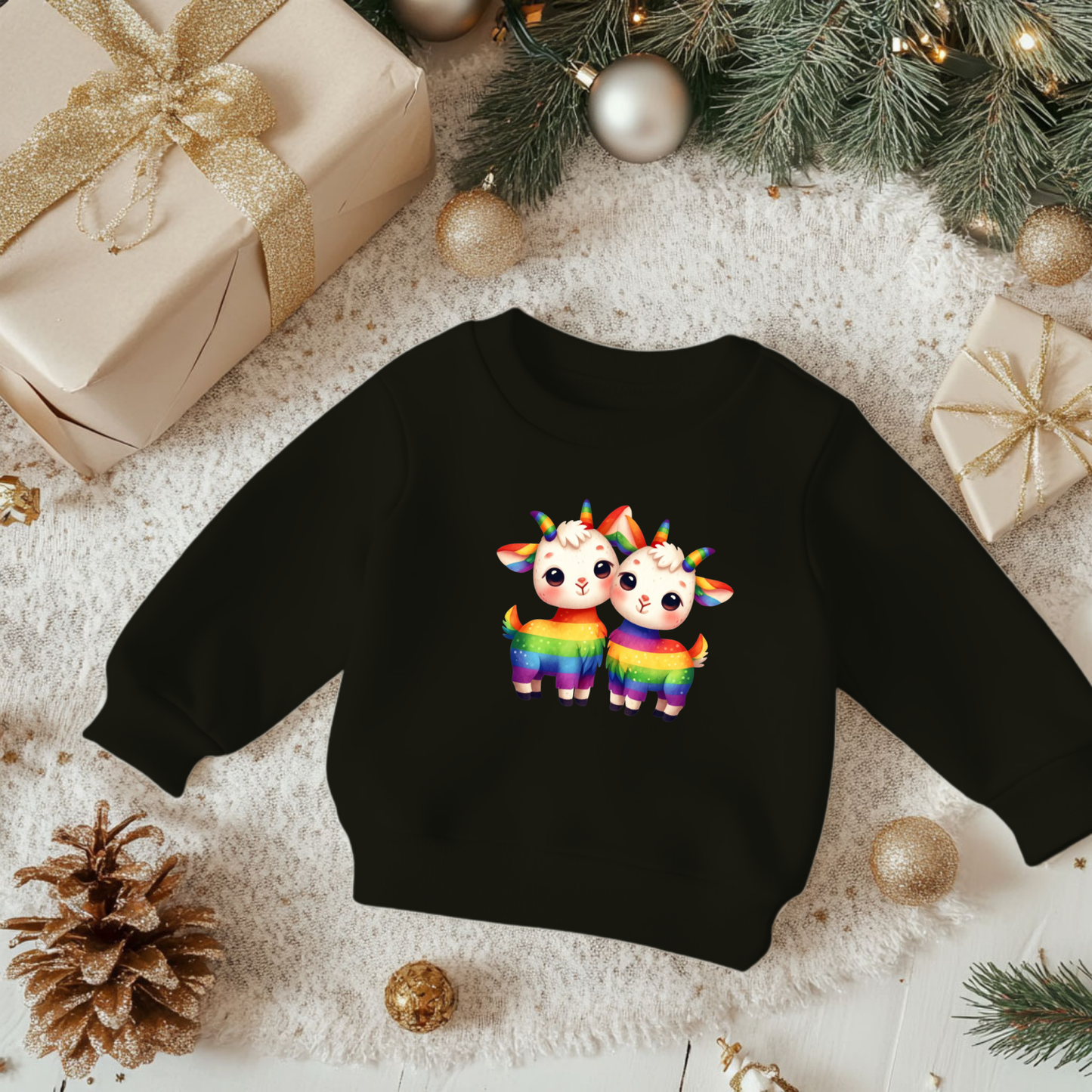 Toddler Sweatshirt - Cute Rainbow Goats