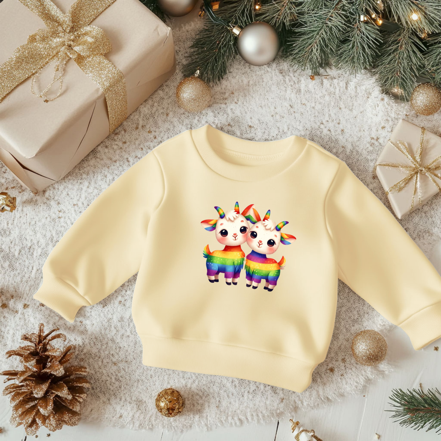 Toddler Sweatshirt - Cute Rainbow Goats