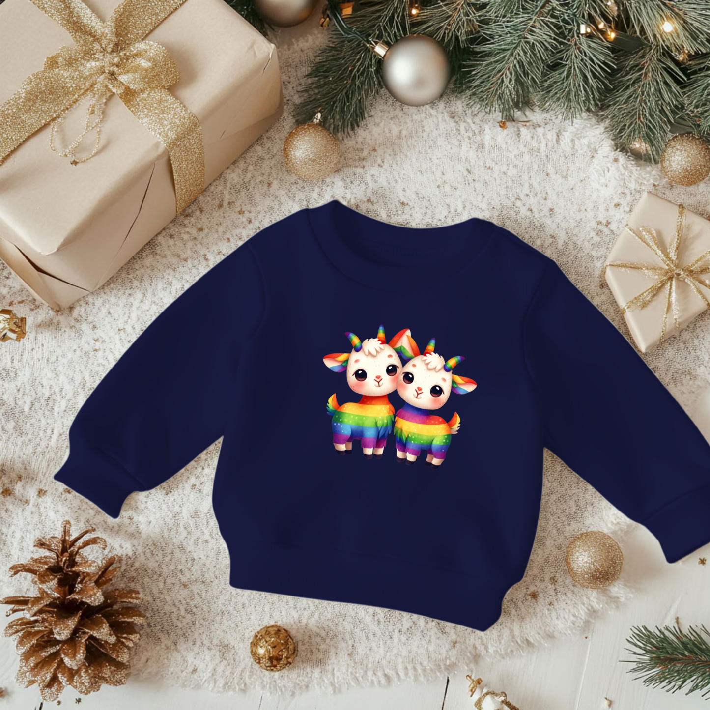 Toddler Sweatshirt - Cute Rainbow Goats