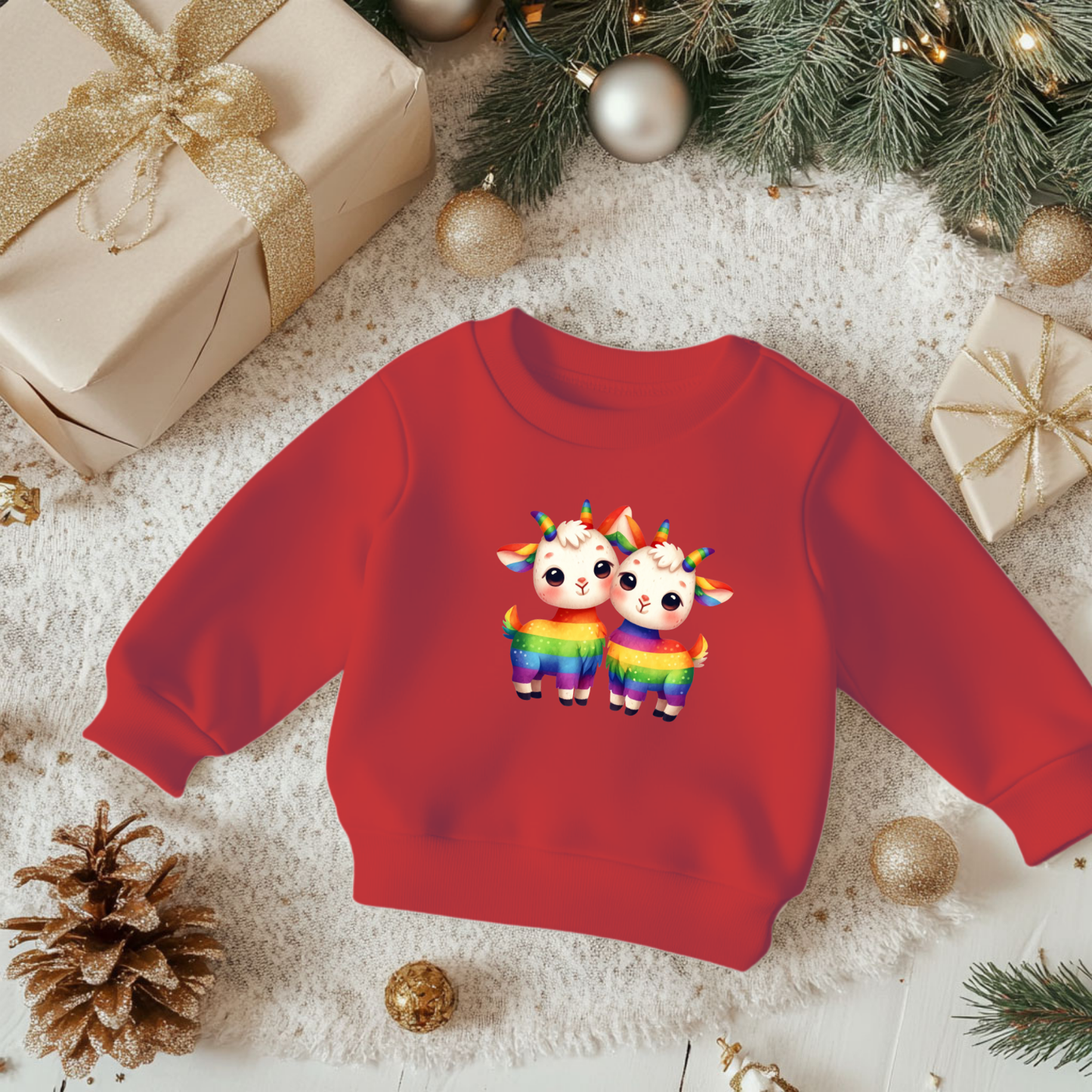 Toddler Sweatshirt - Cute Rainbow Goats