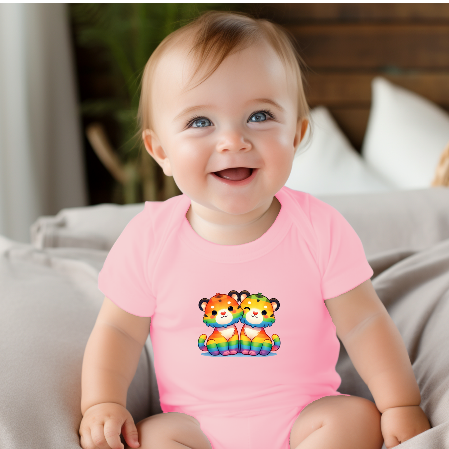 Onesie - Playful Rainbow Stripe Kittens