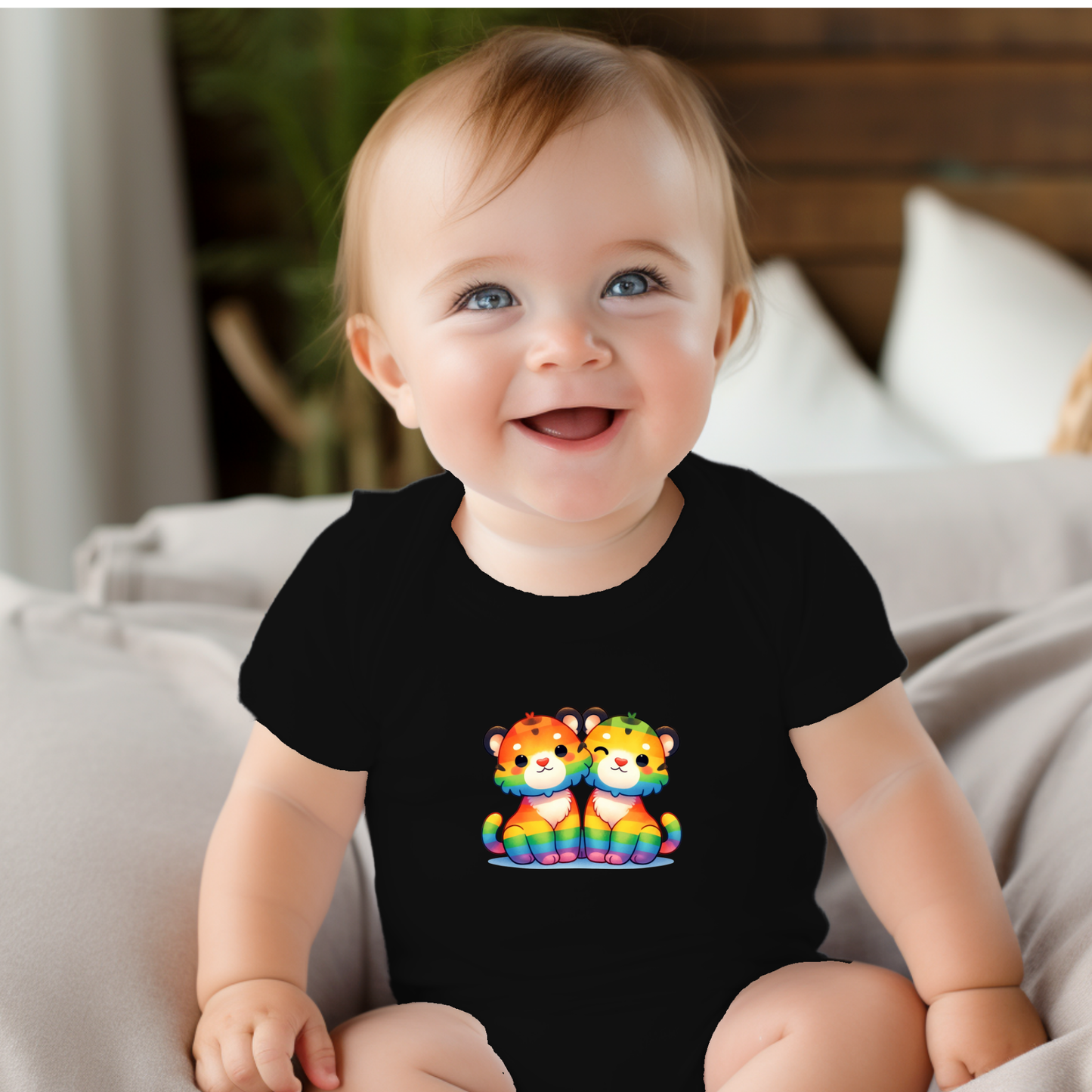 Onesie - Playful Rainbow Stripe Kittens