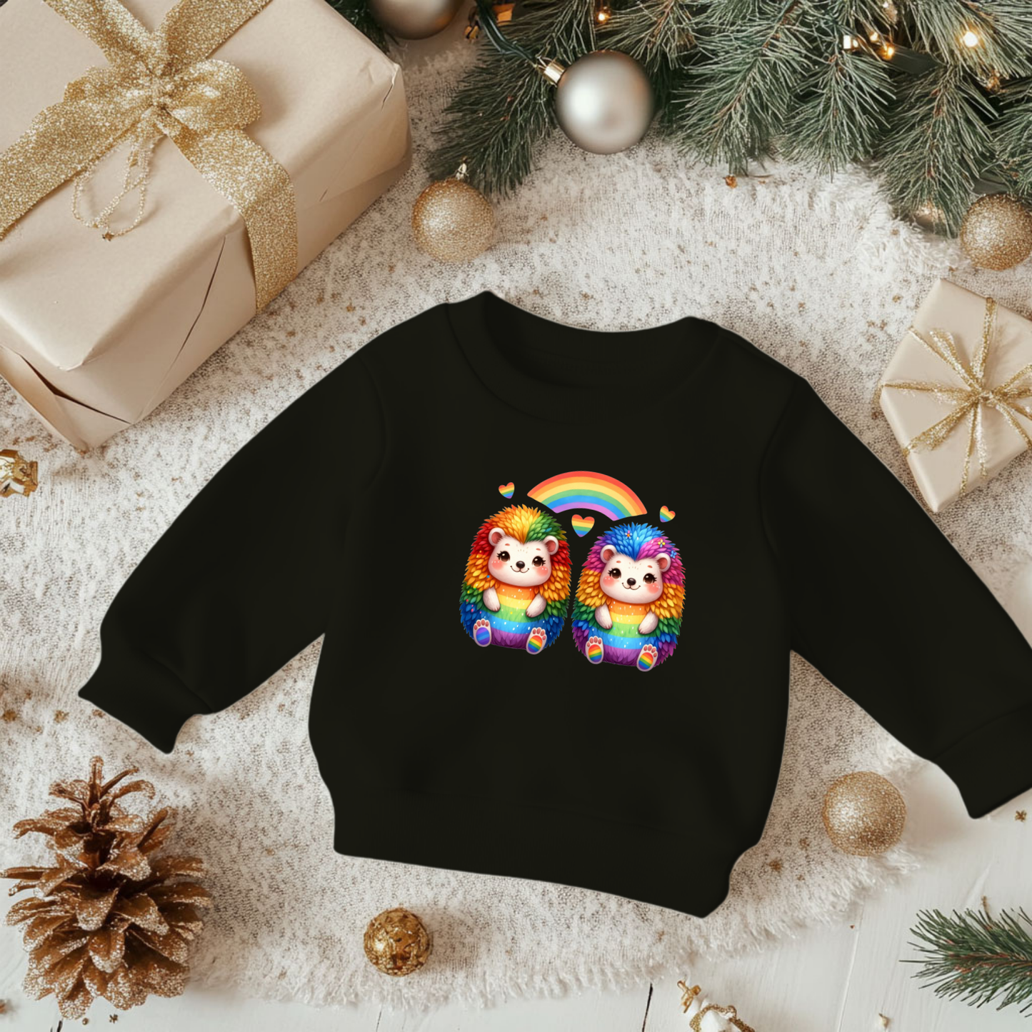 Toddler Sweatshirt - Cute Rainbow Hedgehogs