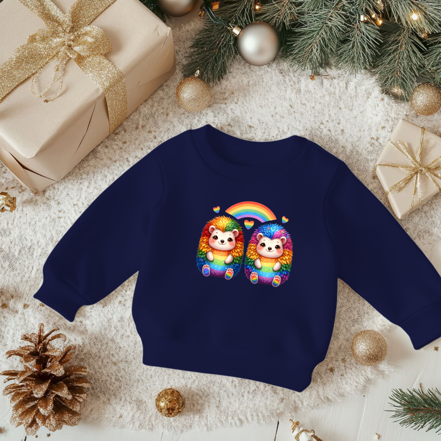 Toddler Sweatshirt - Cute Rainbow Hedgehogs