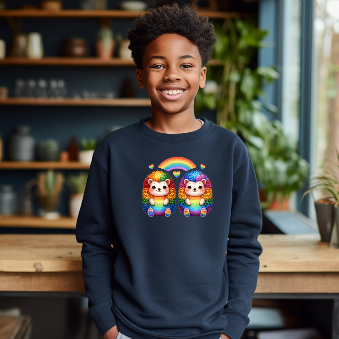 Kids Sweatshirt - Cute Rainbow Hedgehogs