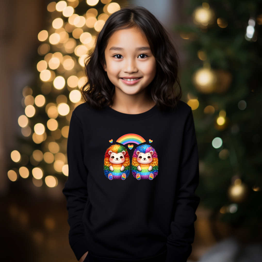 Kids Sweatshirt - Cute Rainbow Hedgehogs