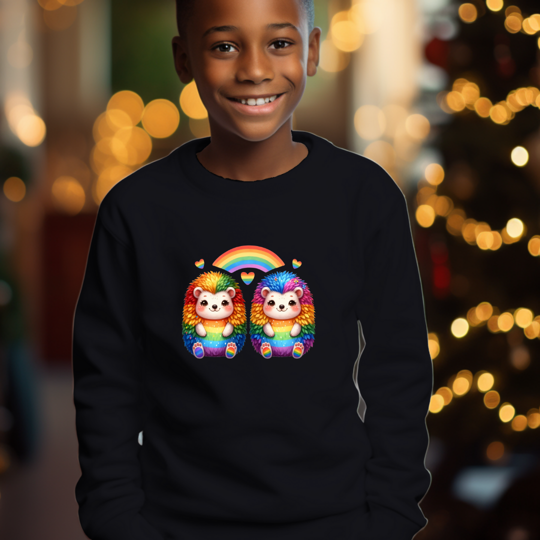 Kids Sweatshirt - Cute Rainbow Hedgehogs