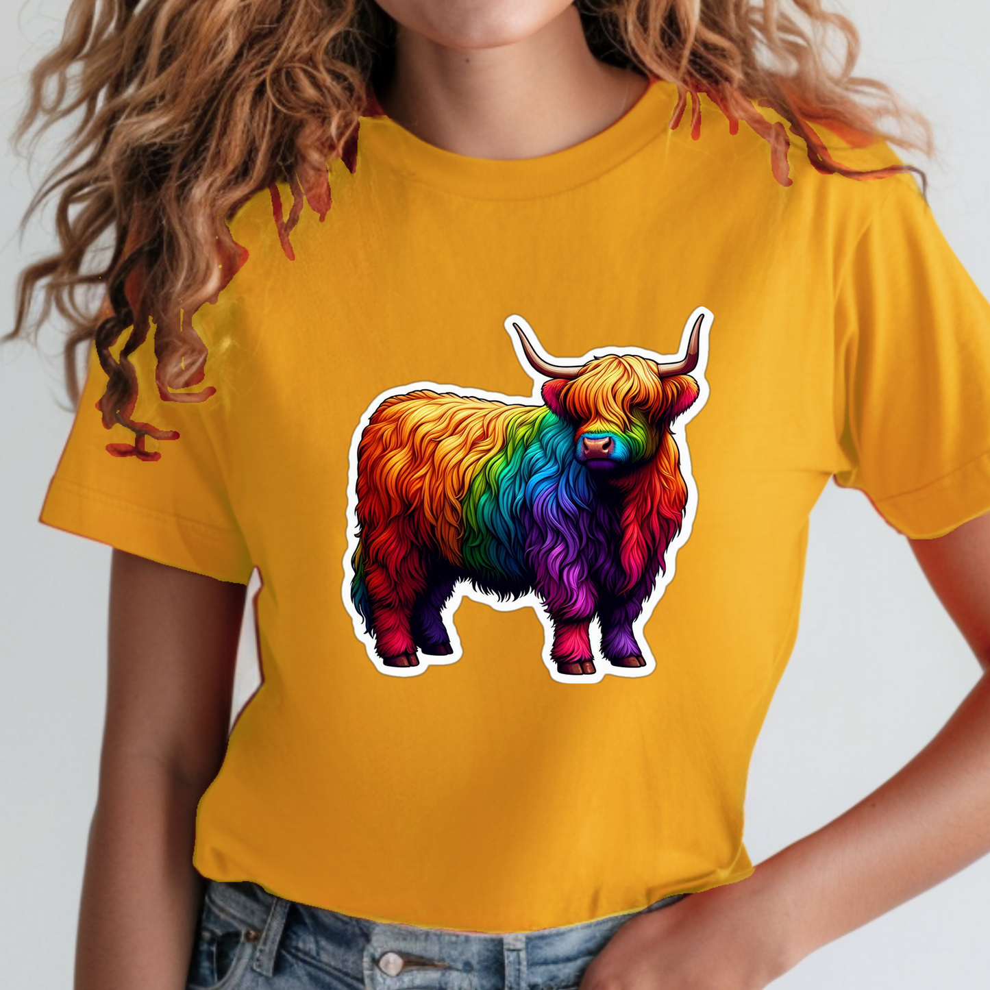 Rainbow Animals T-Shirt Collection: Scottish Highlander Bulls