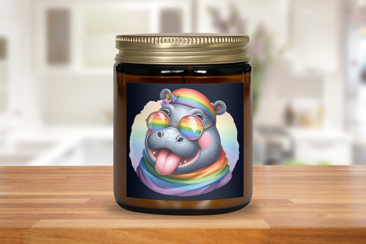 Rainbow Hippo Scented Soy Candle