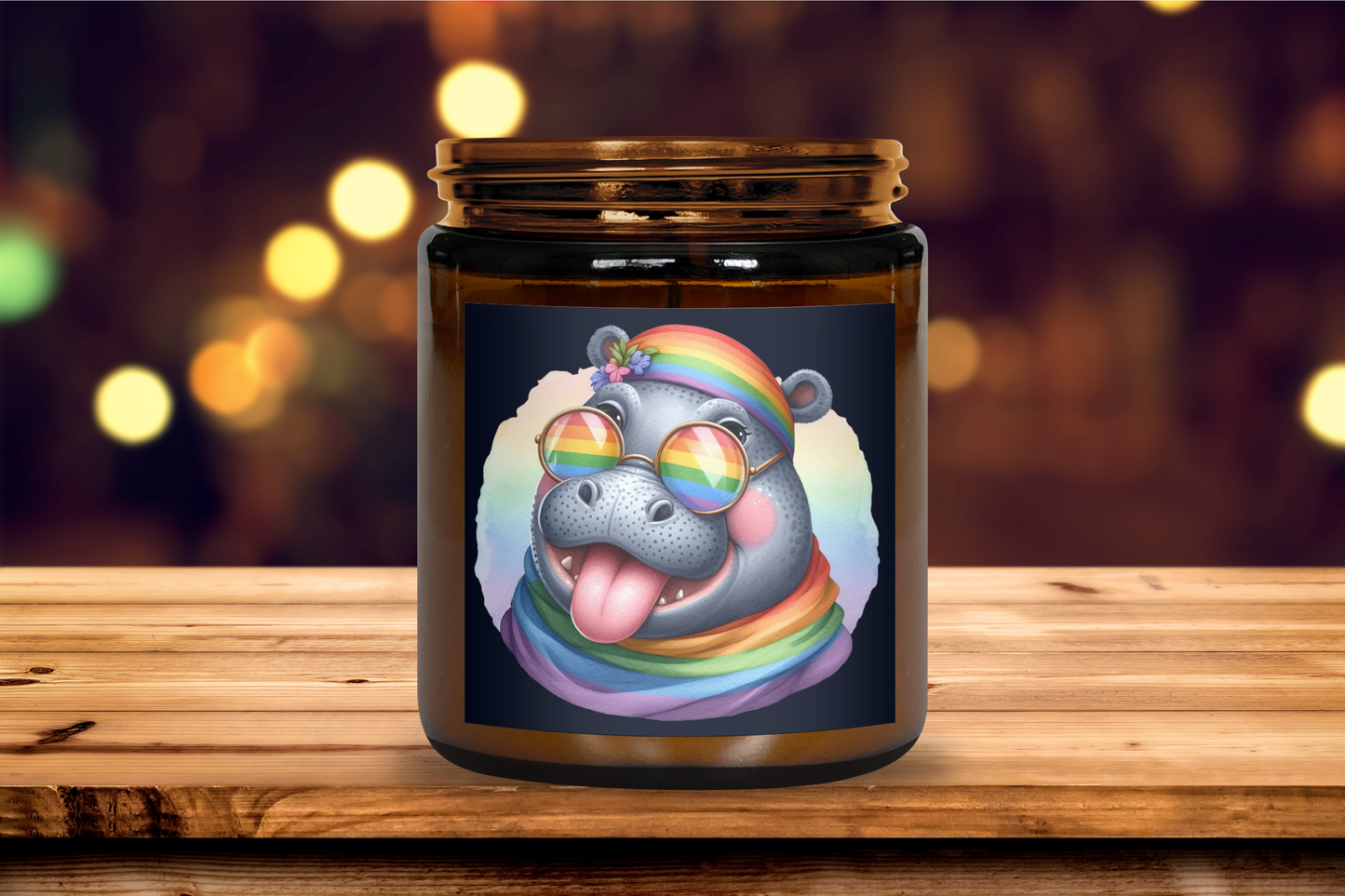 Rainbow Hippo Scented Soy Candle