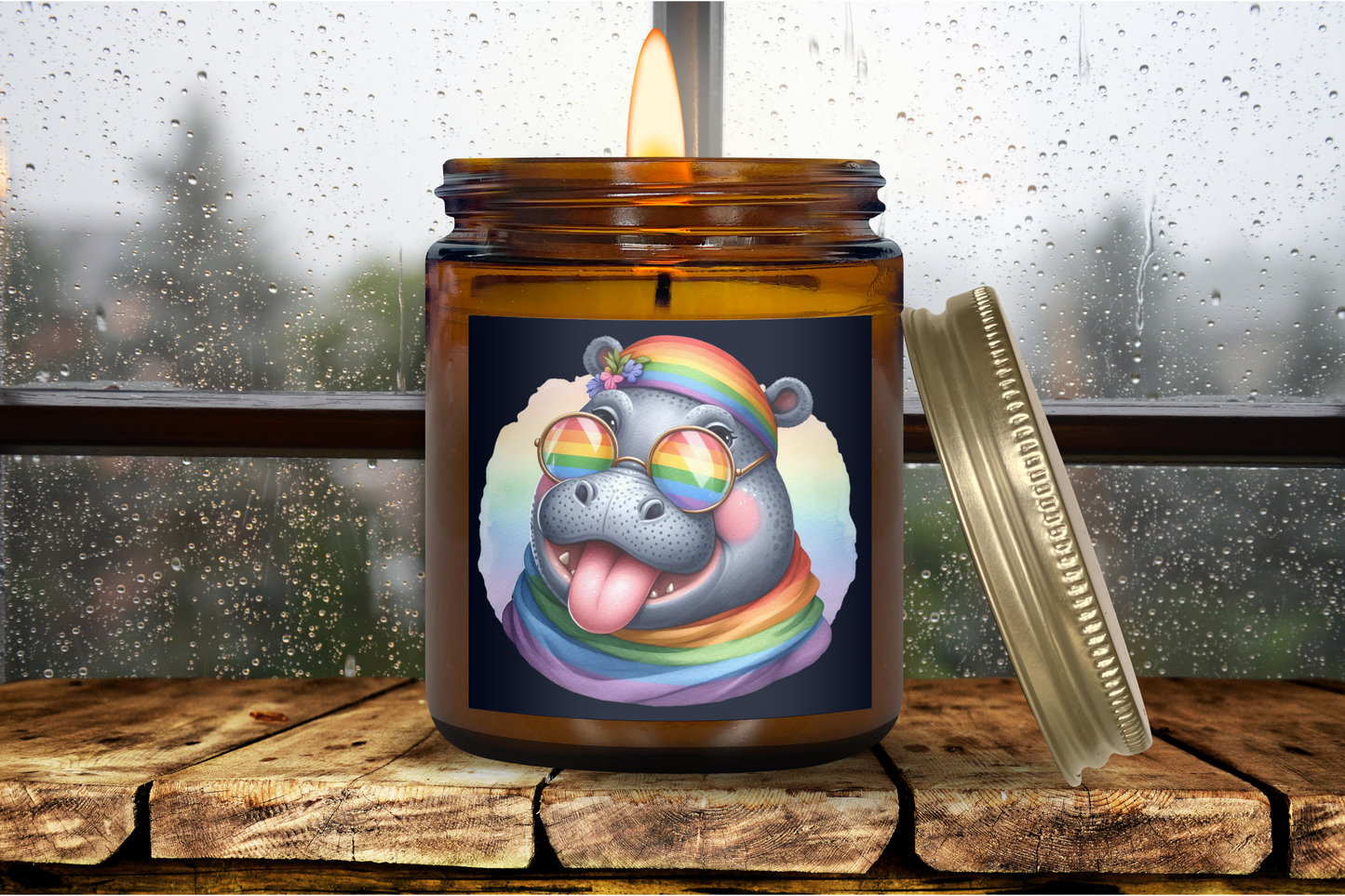 Rainbow Hippo Scented Soy Candle